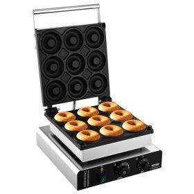 VEVOR Electric Donut Maker, 2000W Commercial Doughnut Machine with Non-stick Surface, 9 Holes Double-Sided Heating Waffle Machine Makes 9 Doughnu VEVOR Electric Donut Maker, 2000W Commercial Doughnut Machine with Non-stick Surface, 9 Holes Double-Sided Heating Waffle Machine Makes 9 Doughnu