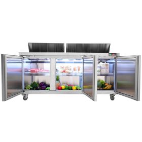 VEVOR Commercial Refrigerator, 72" Sandwich & Salad Prep Table, 17.73 Cu. Ft Stainless Steel Refrigerated Food Prep Station with 18 Pans, Cut Boa VEVOR Commercial Refrigerator, 72" Sandwich & Salad Prep Table, 17.73 Cu. Ft Stainless Steel Refrigerated Food Prep Station with 18 Pans, Cut Boa