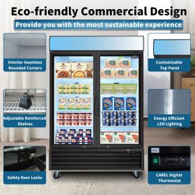 ORIKOOL Glass Door Merchandiser Freezer 44.7 Cu.ft Swing Door Commercial Reach-In Display Freezers with LED Top Panel Upright Freeze Storage ORIKOOL Glass Door Merchandiser Freezer 44.7 Cu.ft Swing Door Commercial Reach-In Display Freezers with LED Top Panel Upright Freeze Storage